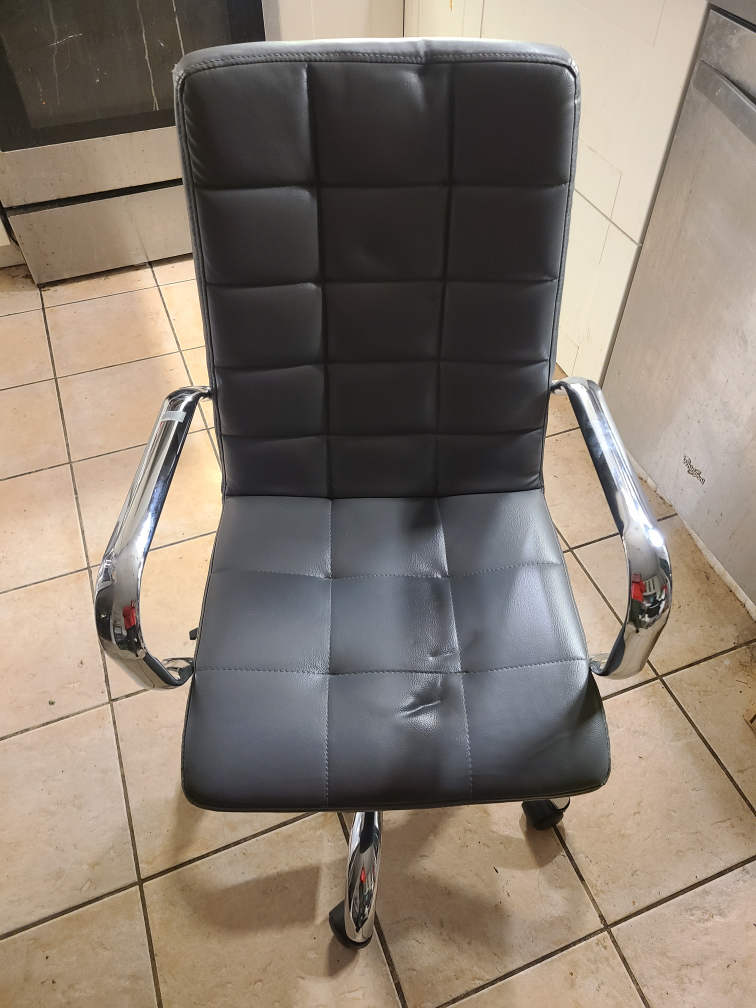 Grey Office Chair with Chrome Arms
