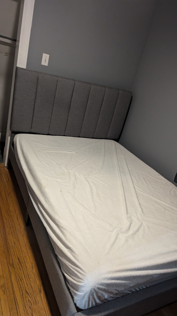 Grey Fabric Headboard Bed Frame