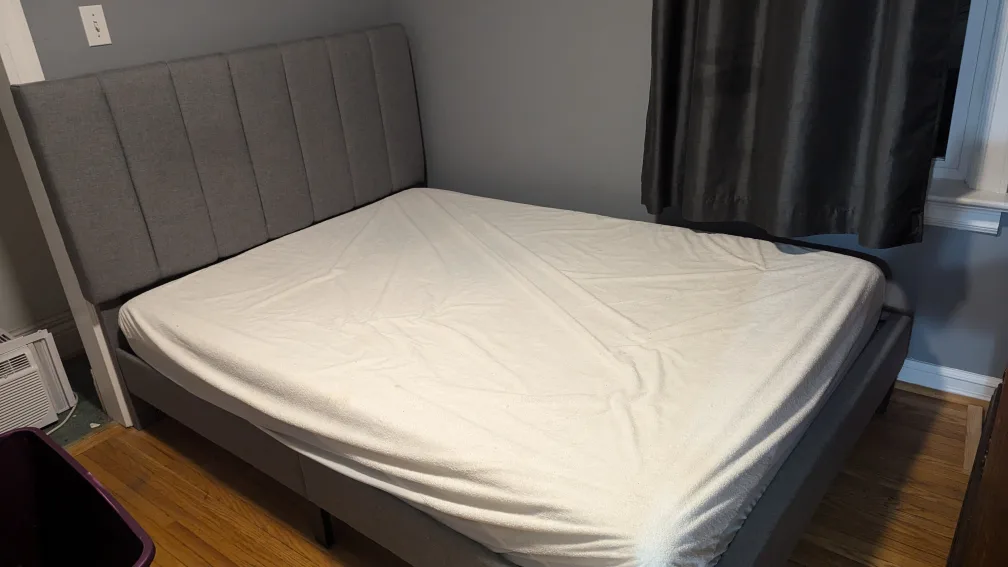 Grey Fabric Headboard Bed Frame image indicator(2)