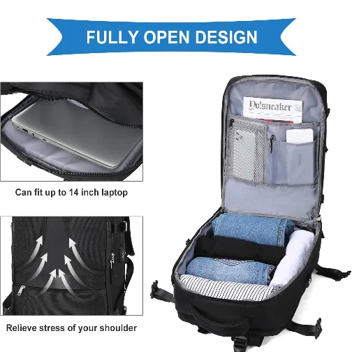 Black Travel Backpack with USB Port image indicator(3)