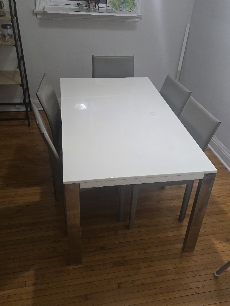 White Dining Table with Five Chairs