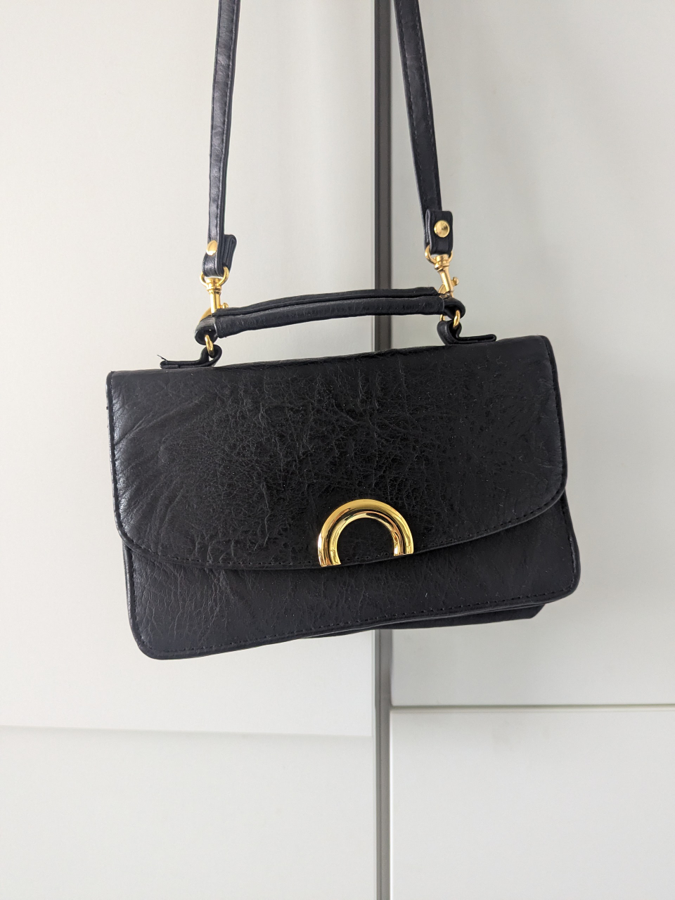 Black Leather Crossbody Bag