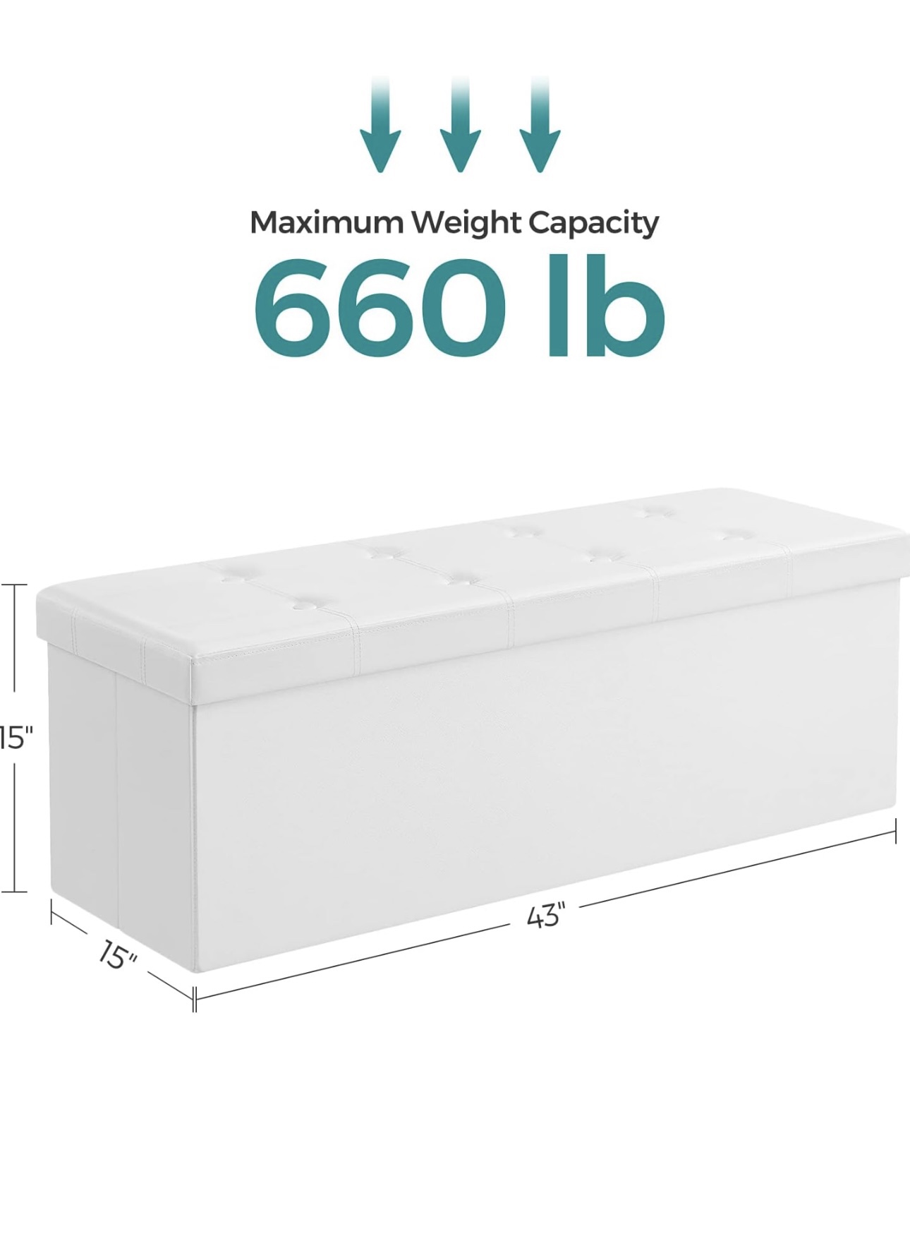 SONGMICS 43 Inches Folding Storage Ottoman Bench - photo 2