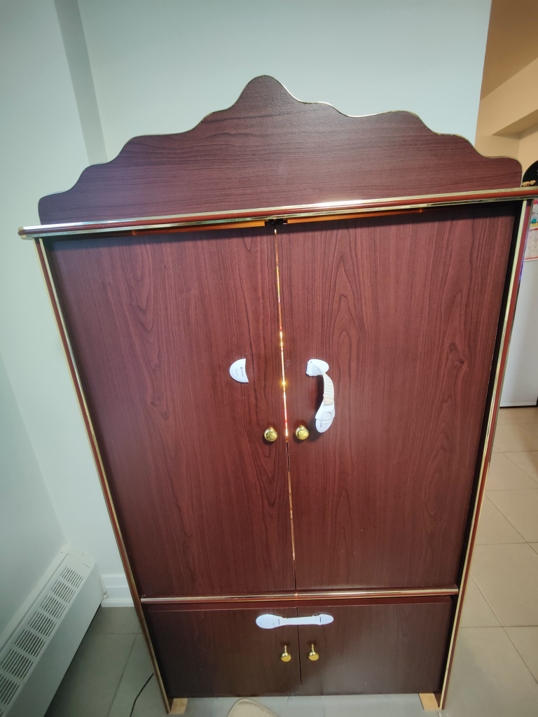 Wooden Prayer/Pooja Cabinet with Gold Trim