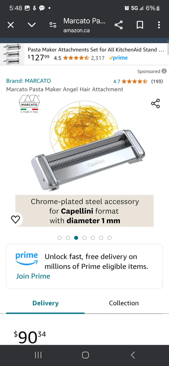 New Marcato Capellini Angel Hair Pasta Roller image indicator(9)