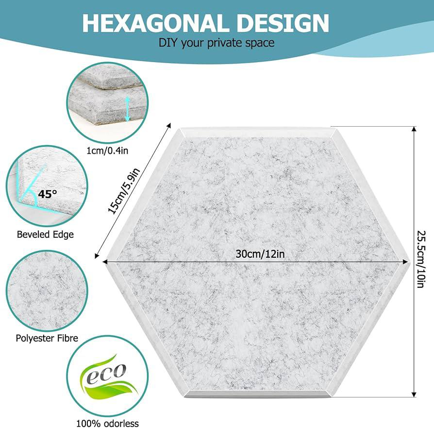 3D Hexagon Soundproof Wall Panels Acoustic Foam Tiles - photo 2