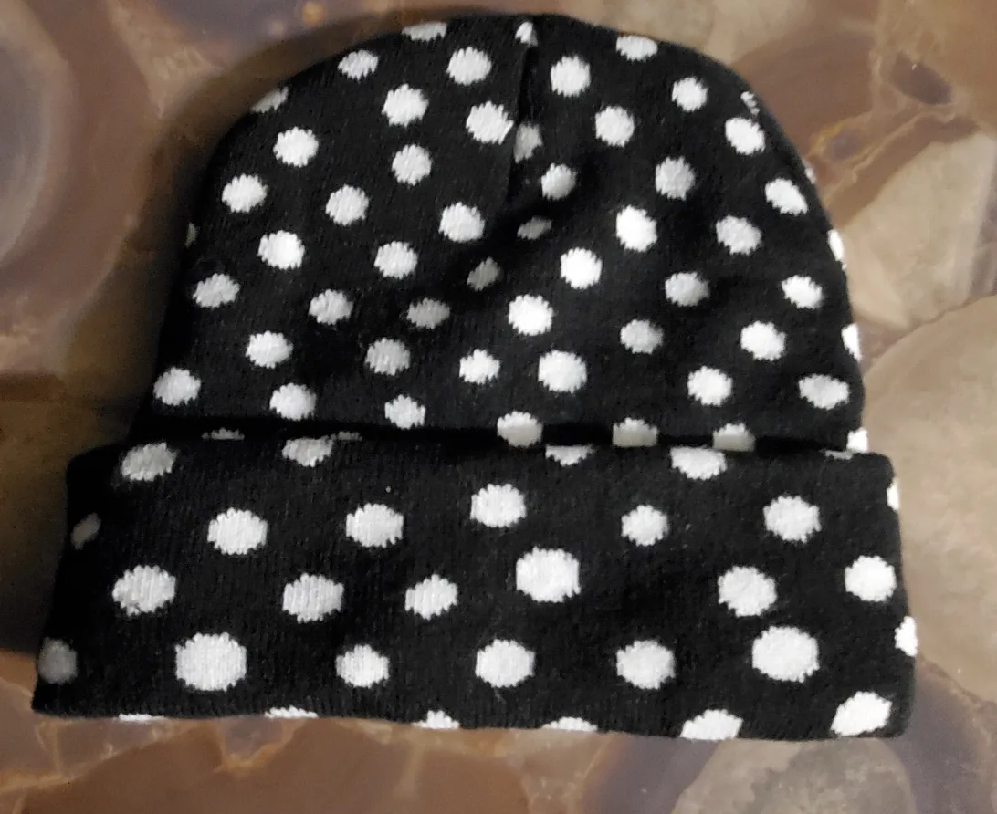 Betsy Johnson Black and White Polka Dot Beanie image indicator(2)