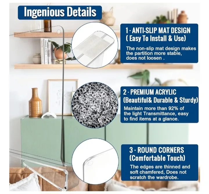 Shelf Dividers for Closet, Bookcase, Cabinets image indicator(4)