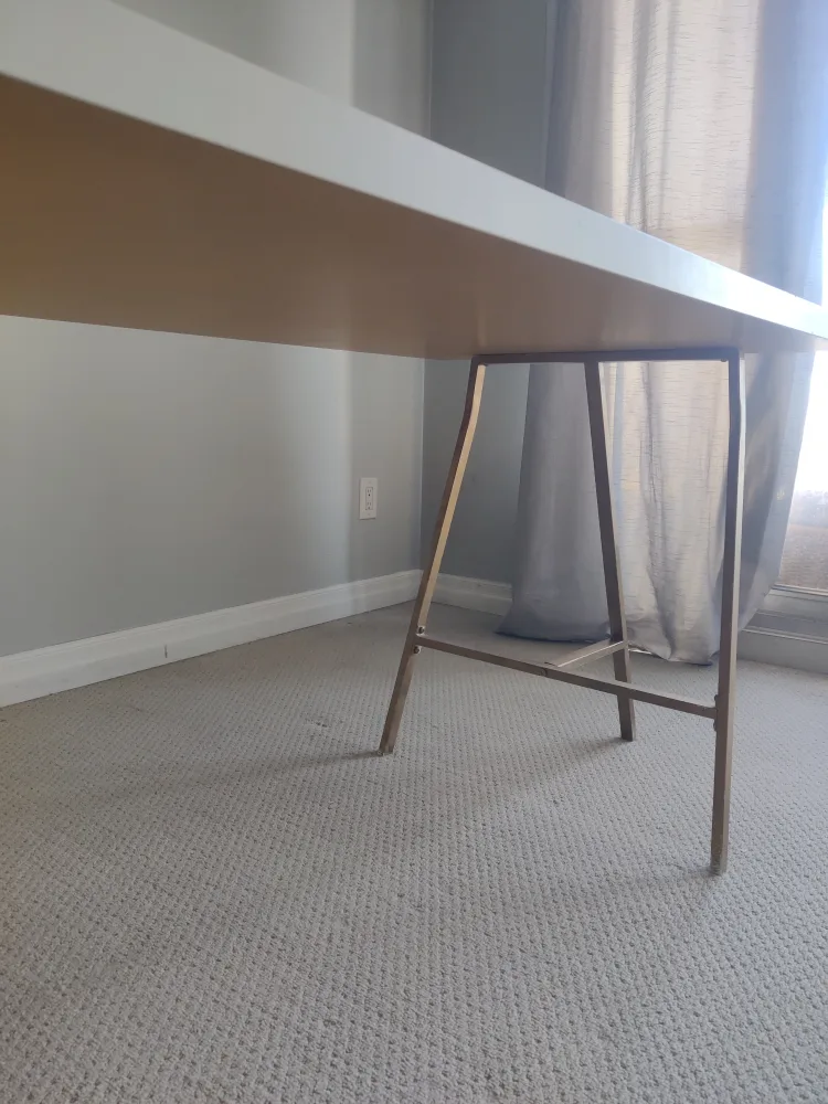 White Desk with Gold Trestle Legs image indicator(7)