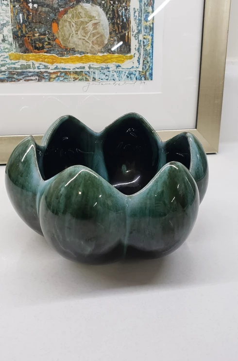 Blue Mountain pottery green lotus vase