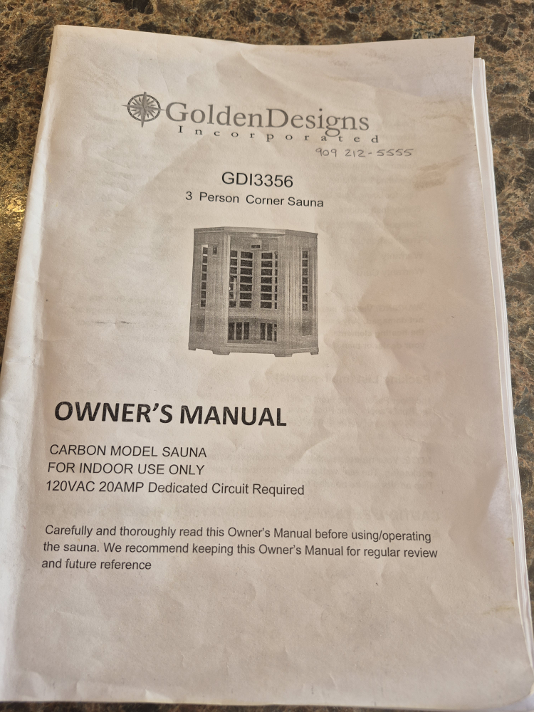 Golden Designs 3 Person Corner Sauna Owner's Manual