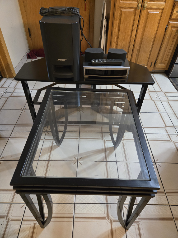 Black Glass Top End Table