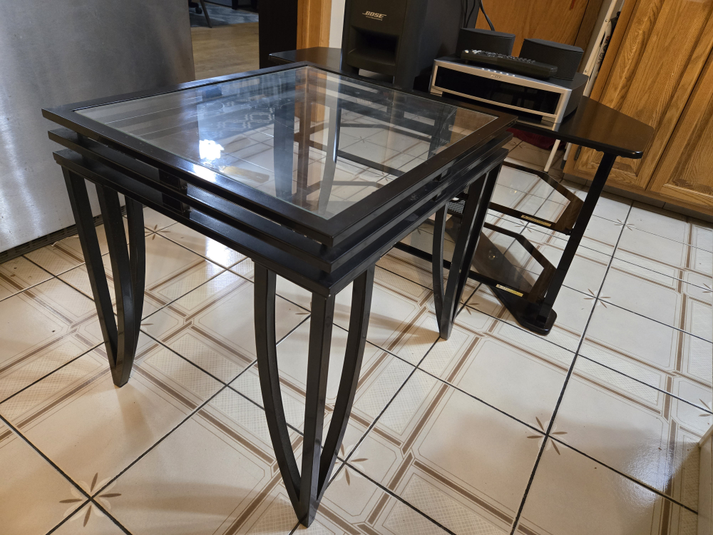 Black Glass Top End Table - photo 2