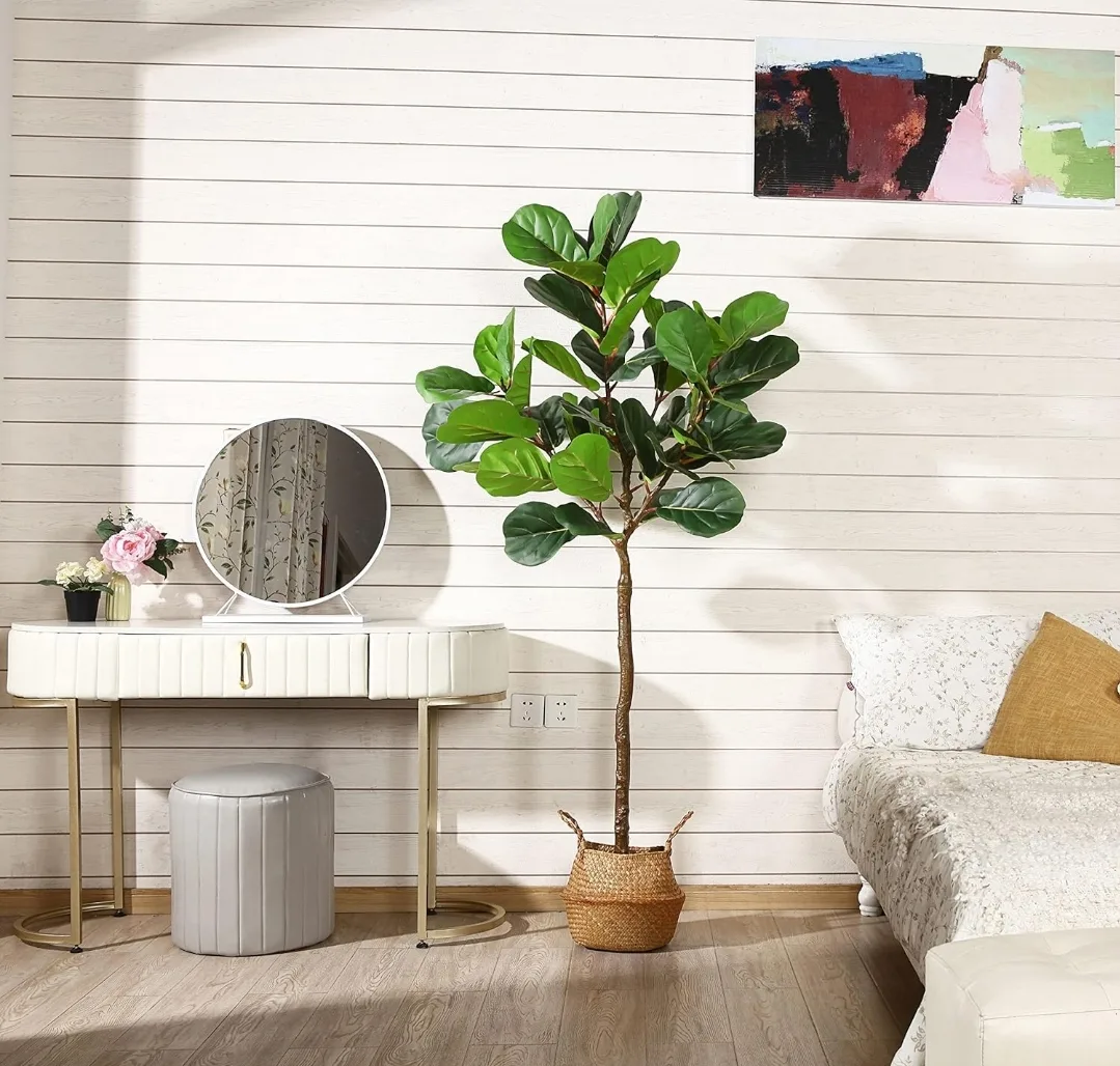 6Ft Artificial Fiddle Leaf Fig Tree in Basket image indicator(7)