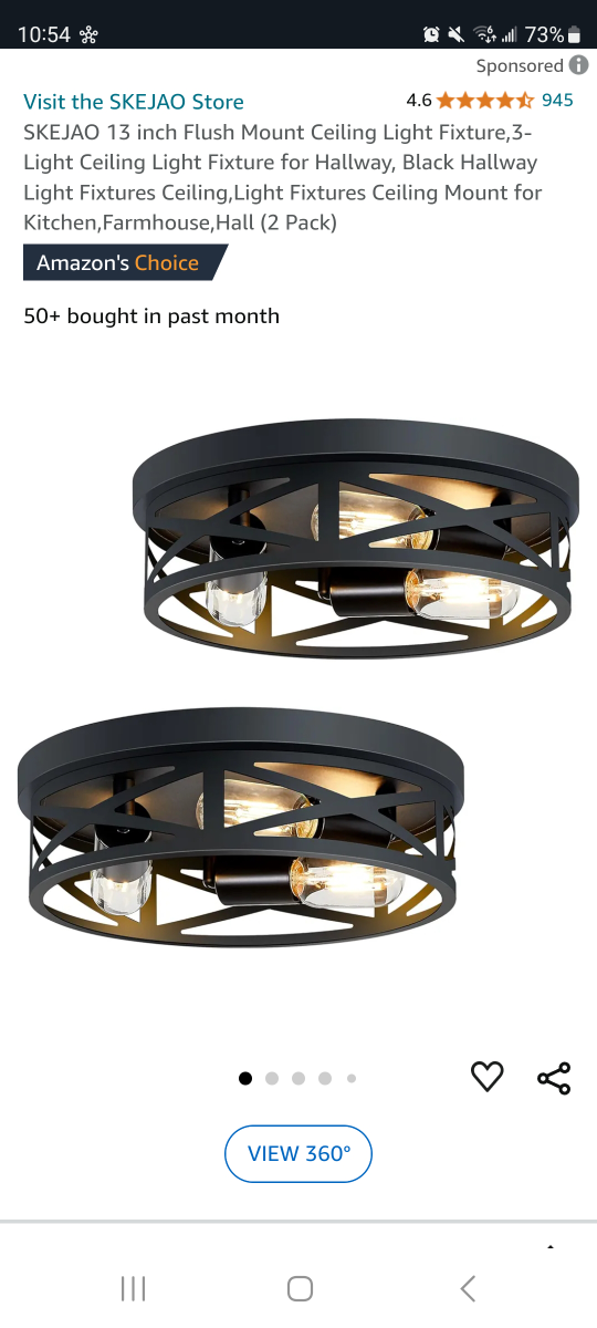 13 inch, matte black, 3-light, flush mount ceiling light fixture