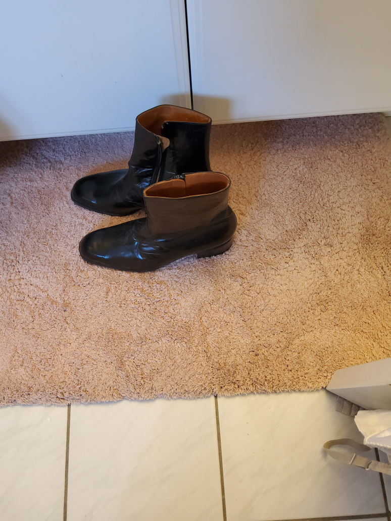 Black Leather high cut men's shoes