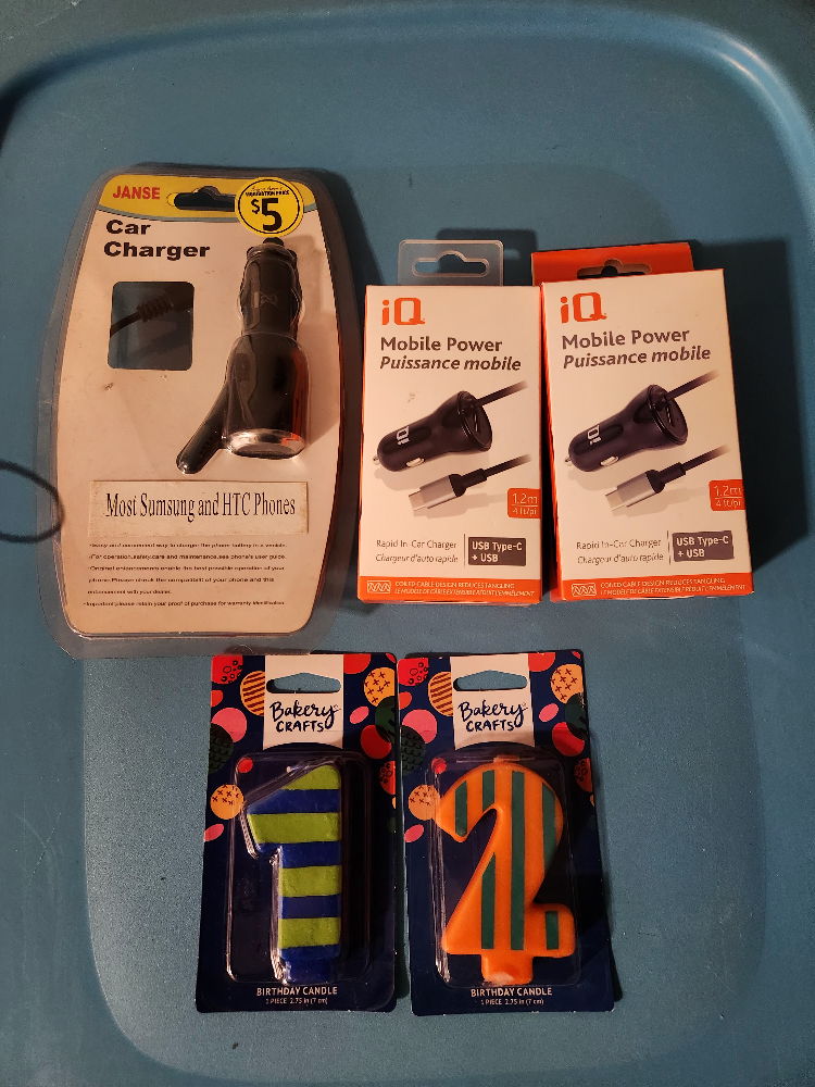 Car Charger, Mobile Power Adapters and Birthday Candles