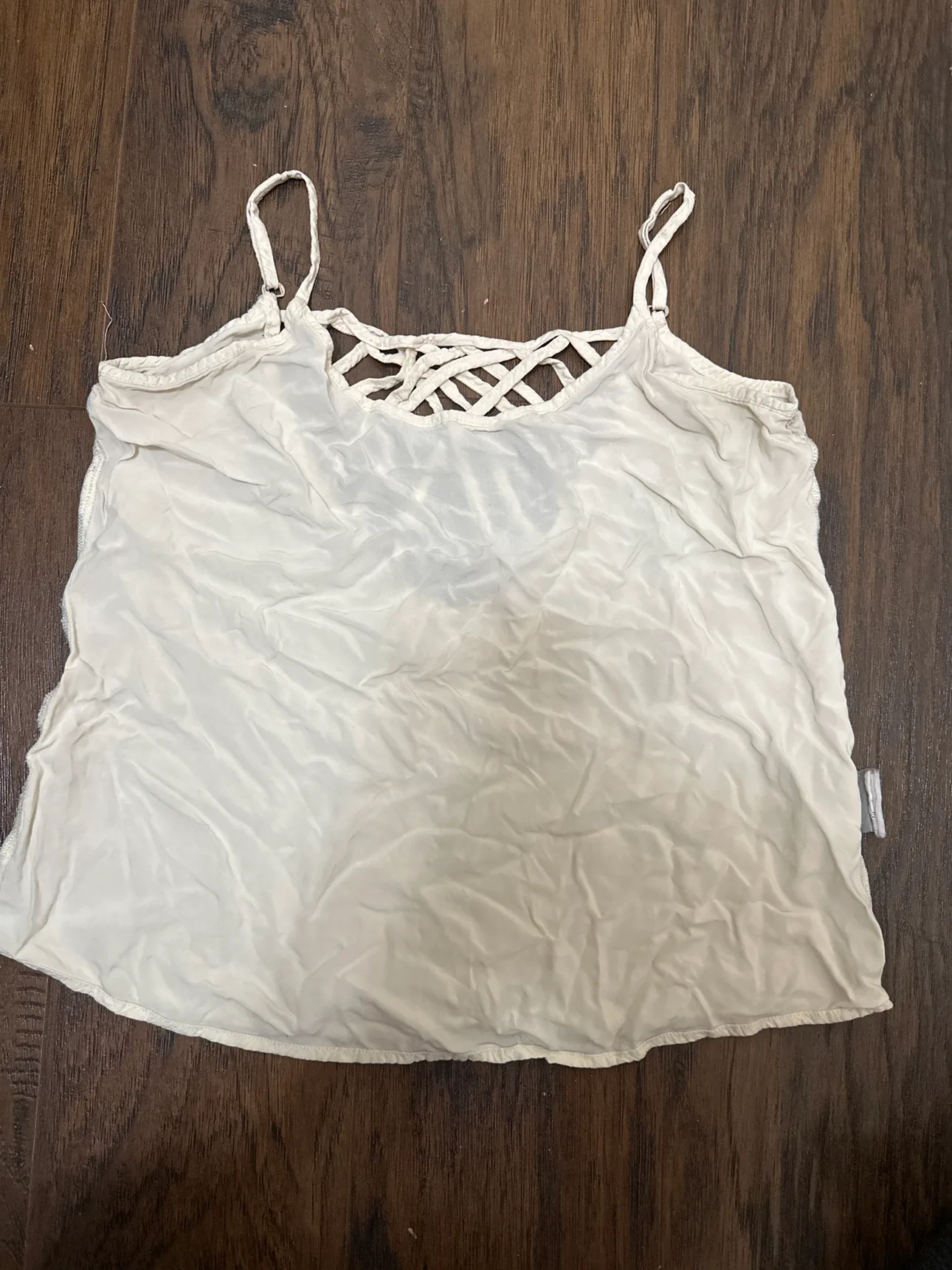 White Tank Top with Cross Detail - Size M thumbnail