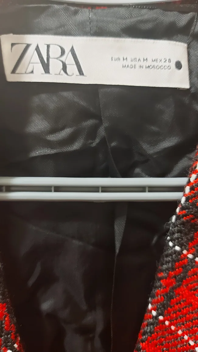 Zara Red Plaid Blazer image indicator(2)