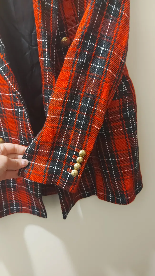 Zara Red Plaid Blazer image indicator(6)