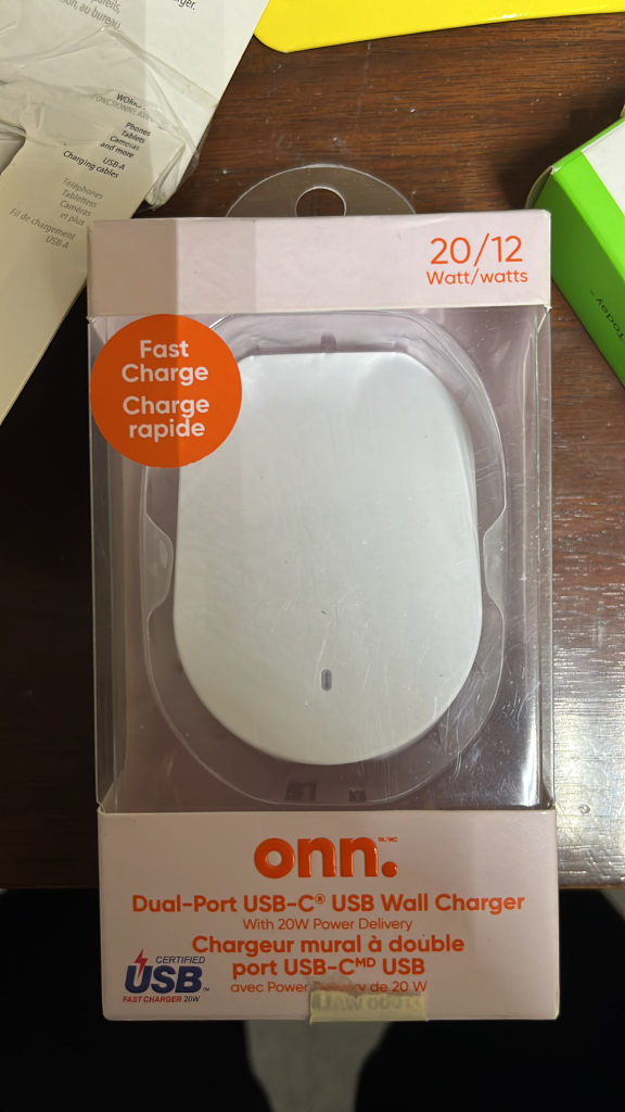 ONN Dual-Port USB-C Wall Charger 20W