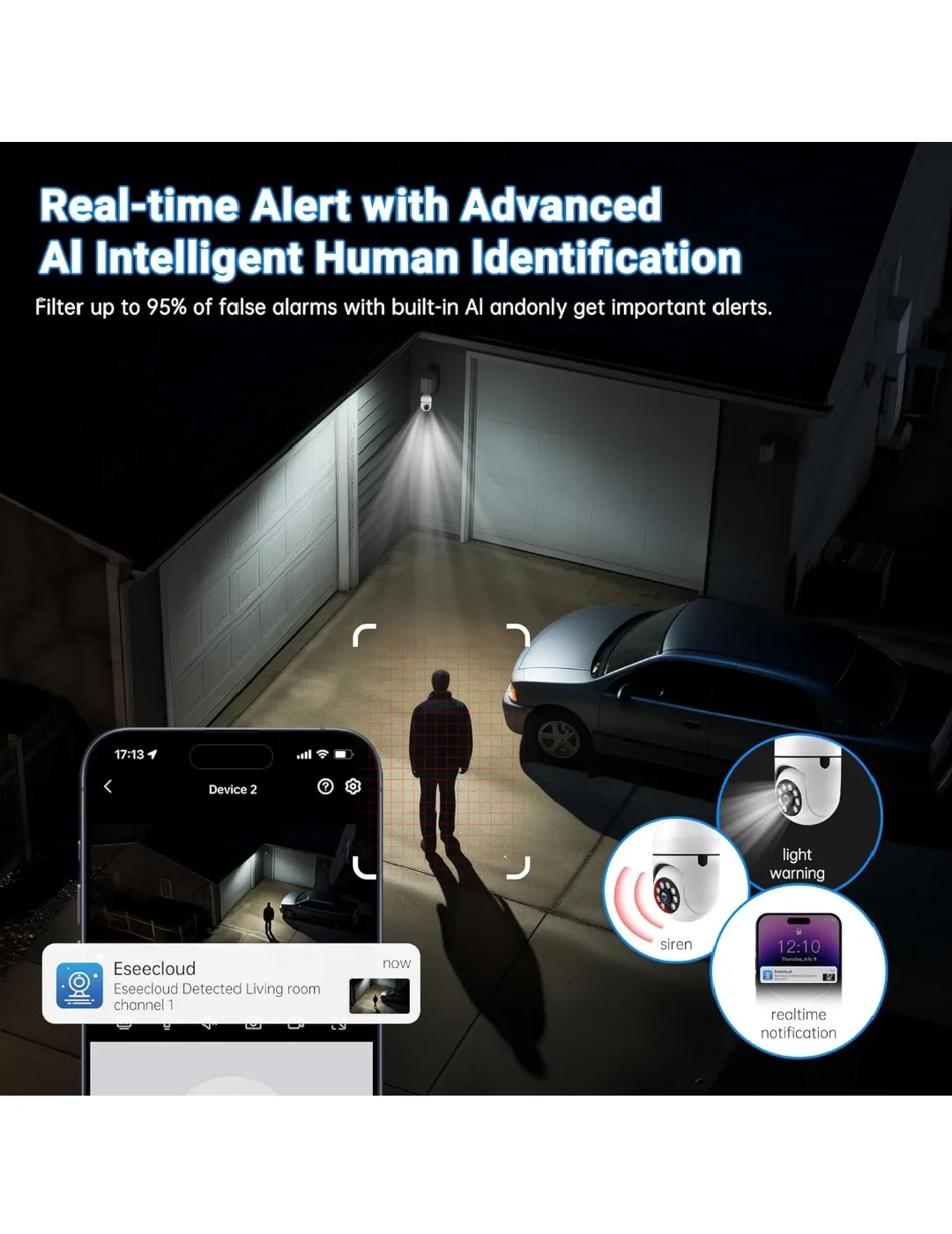 2K HD Light Bulb Security Camera with Colour Night Vision image indicator(3)