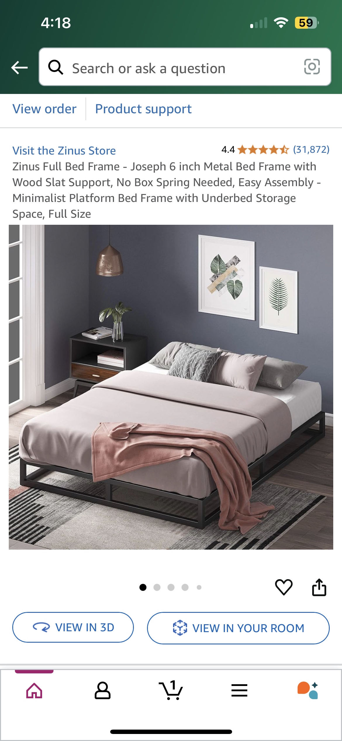 Zinus Full Size Bed Frame & Mattress