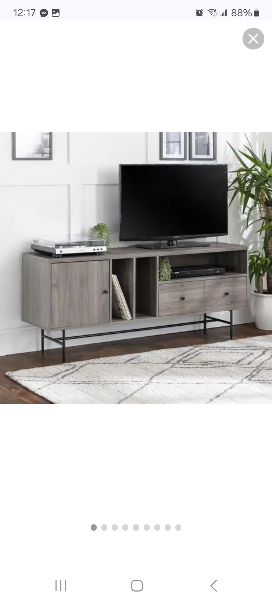 Walker Edison 60" TV Console with Record Storage - Slate Grey