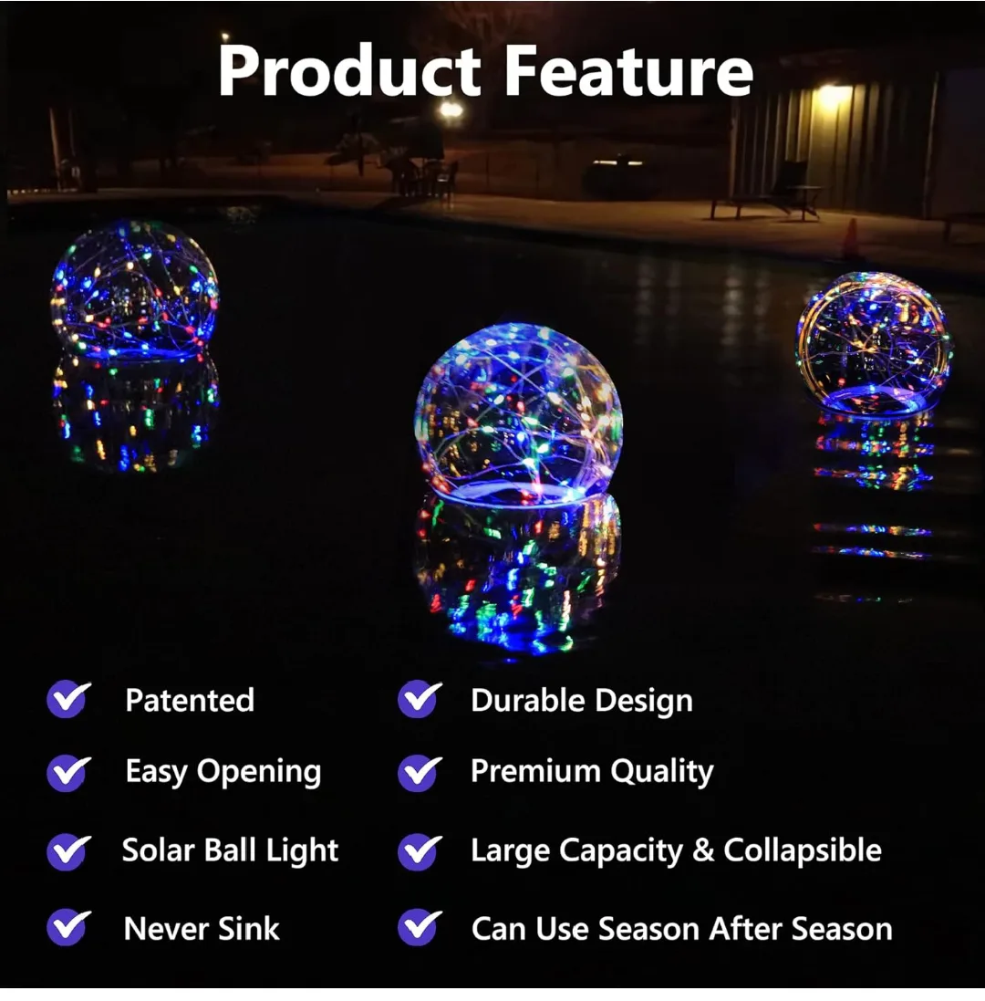 Pool Chlorine Dispenser with Solar Ball Lights image indicator(5)