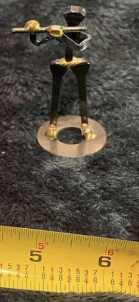 Flute Player Metal Art Figure Sculpture image indicator(2)