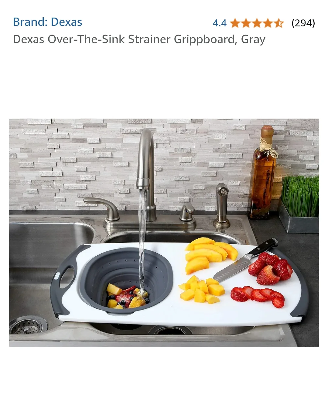 Dexas Over-The-Sink Strainer/Cutting Board image indicator(8)