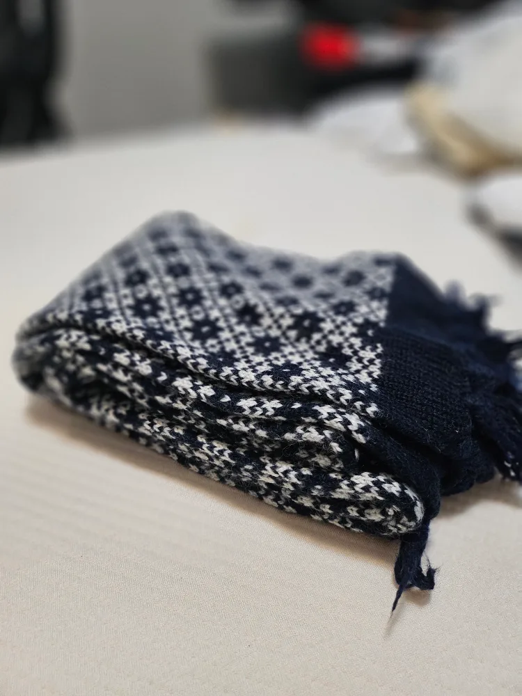 Blue and White Knit Scarf image indicator(2)