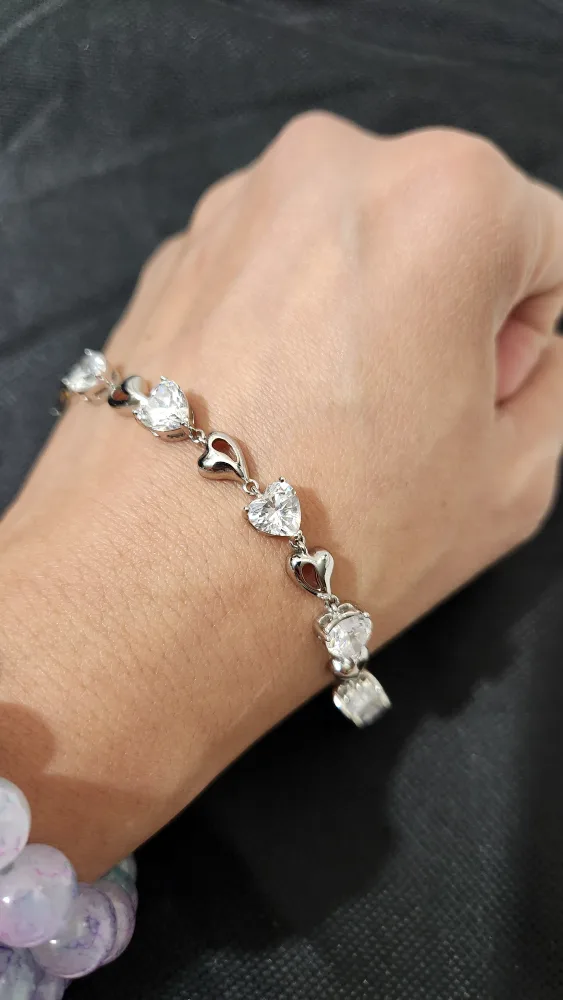 Stainless Steel Heart CZ Bracelet image indicator(2)