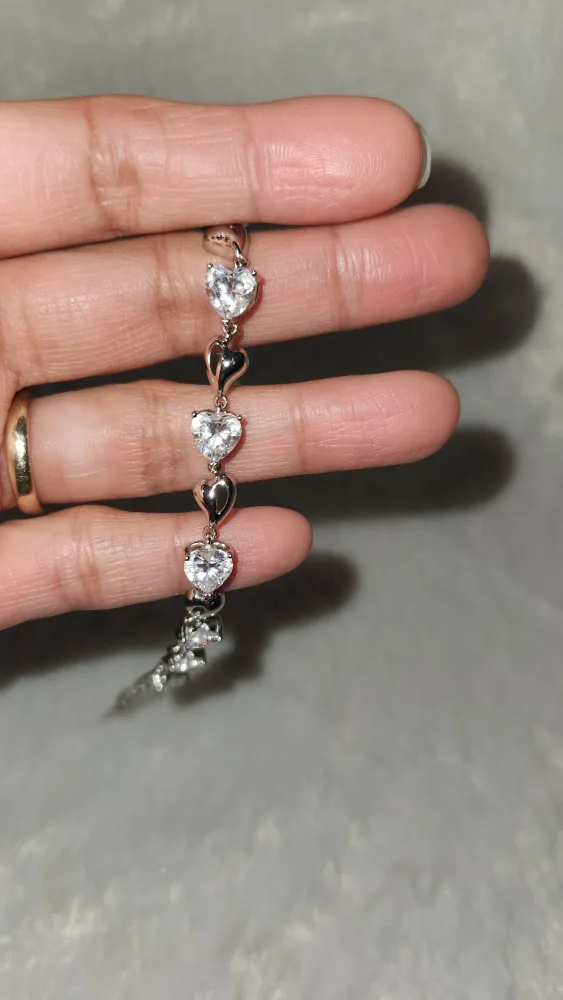 Stainless Steel Heart CZ Bracelet image indicator(3)