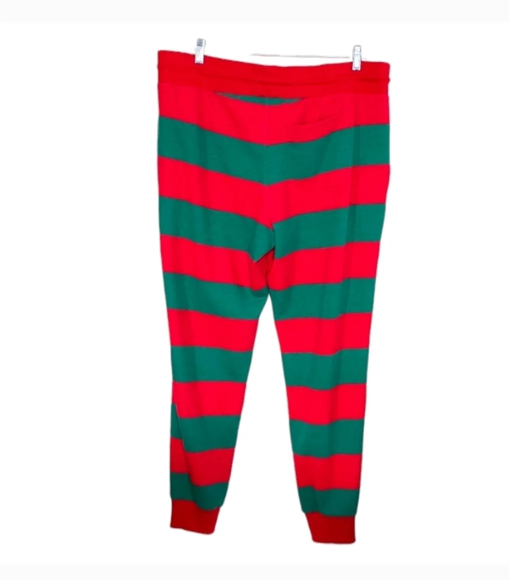 Red and Green Striped Santa Elf Joggers men's large image indicator(2)