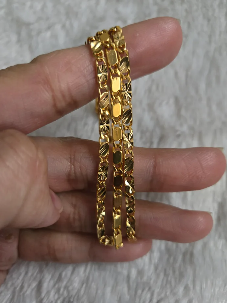 Stainless steel gold plated flat chain image indicator(3)