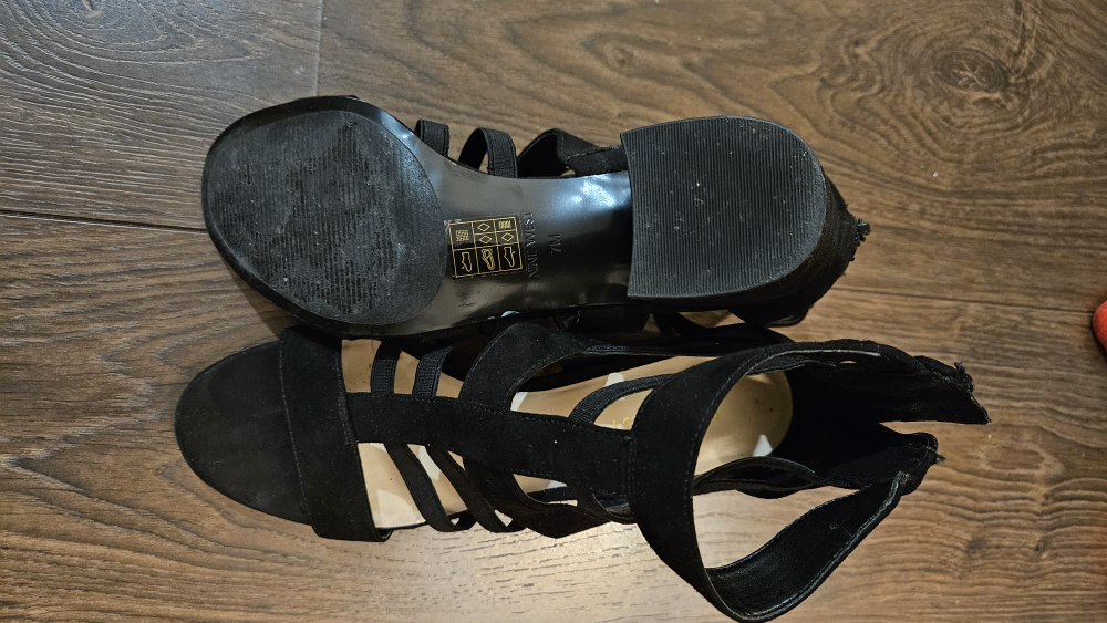 Nine West Black Suede Gladiator Heels