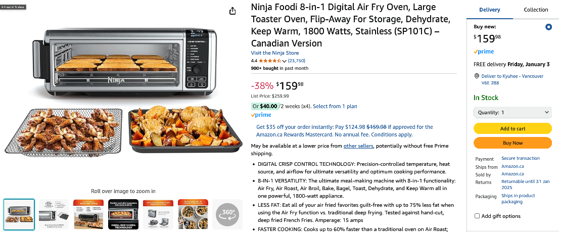 Ninja Foodi 3-in-1 Digital Air Fry Oven - photo 2