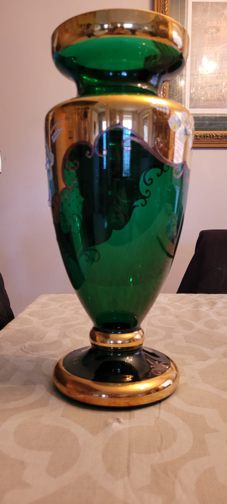 Murano Green Glass Vase with Gold Accents - photo 2
