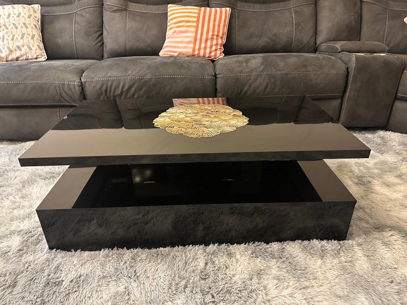 Black Lift Top Coffee Table with Gold Accent - photo 3