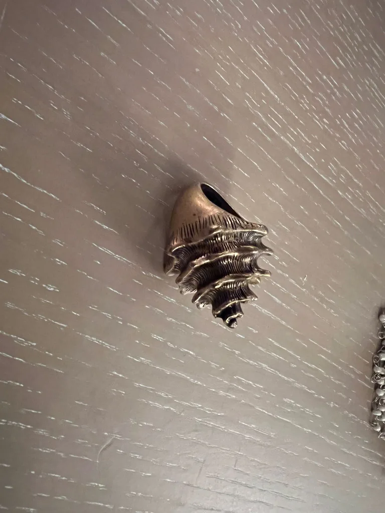 "LUCKY" Brand Antiqued Gold Tone Conch Sea Shell Spiral Ring image indicator(3)