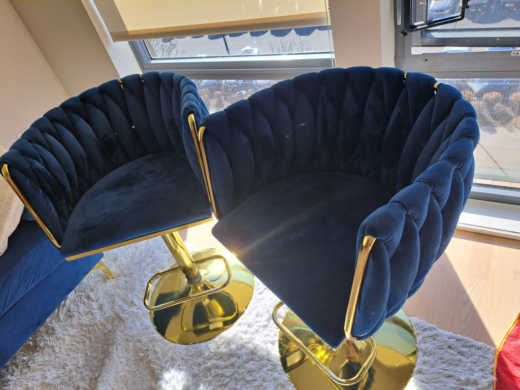 Blue Velvet Bar Stools