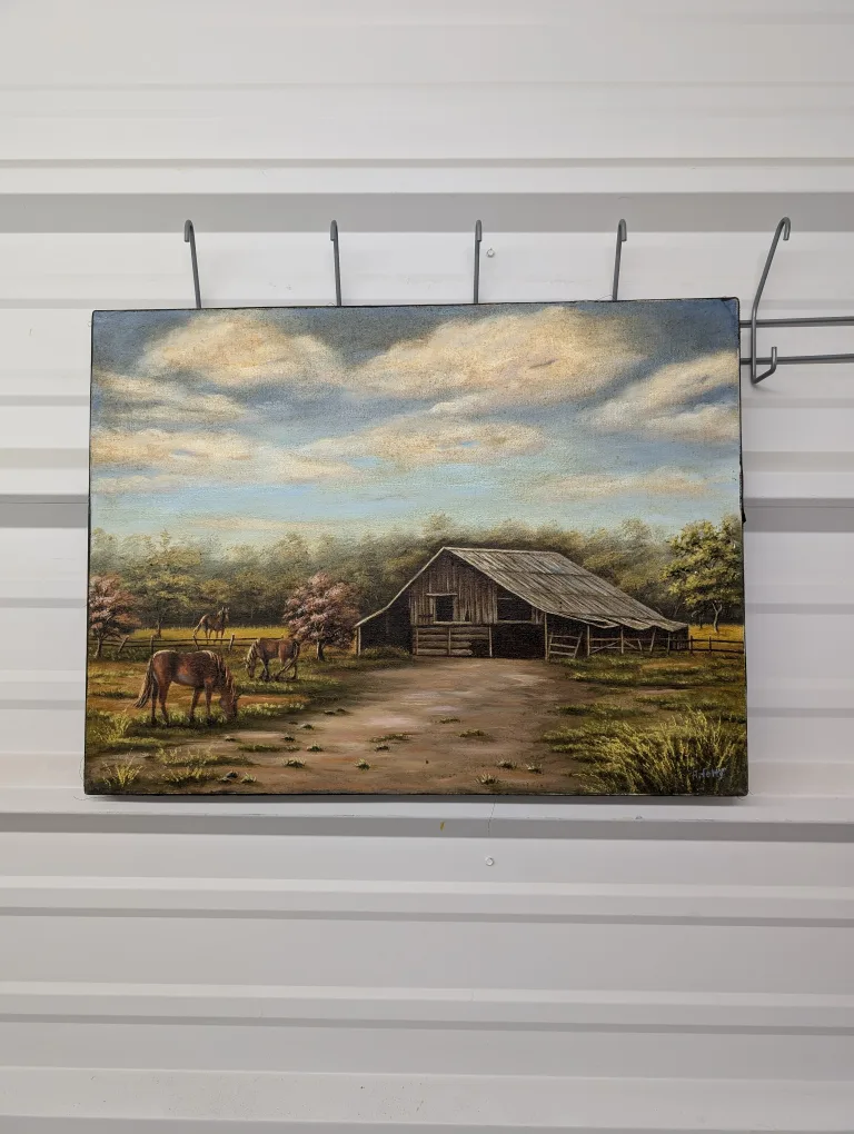 Original Oil Painting - Country Barn Scene #ThriftyPicks image indicator(3)
