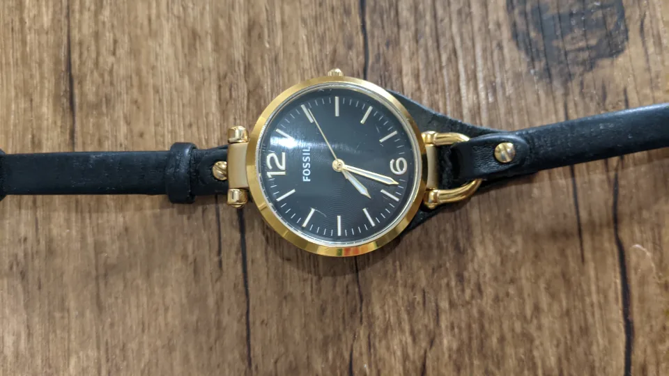 Fossil Women's Watch with Black Leather Band image indicator(2)