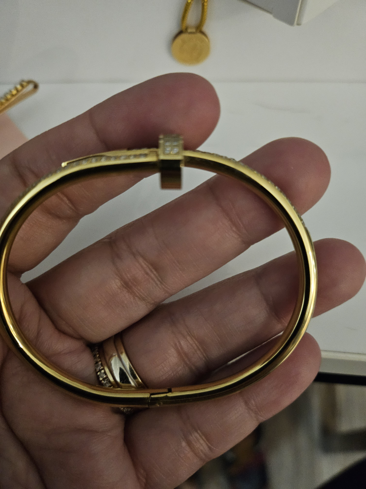 Gold Tone  Nail  Bangle Bracelet - photo 2