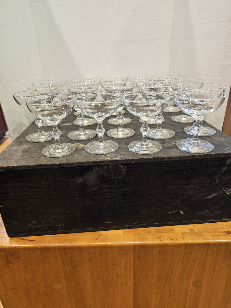 Vintage Cocktail Glasses set 24 w Storage Box