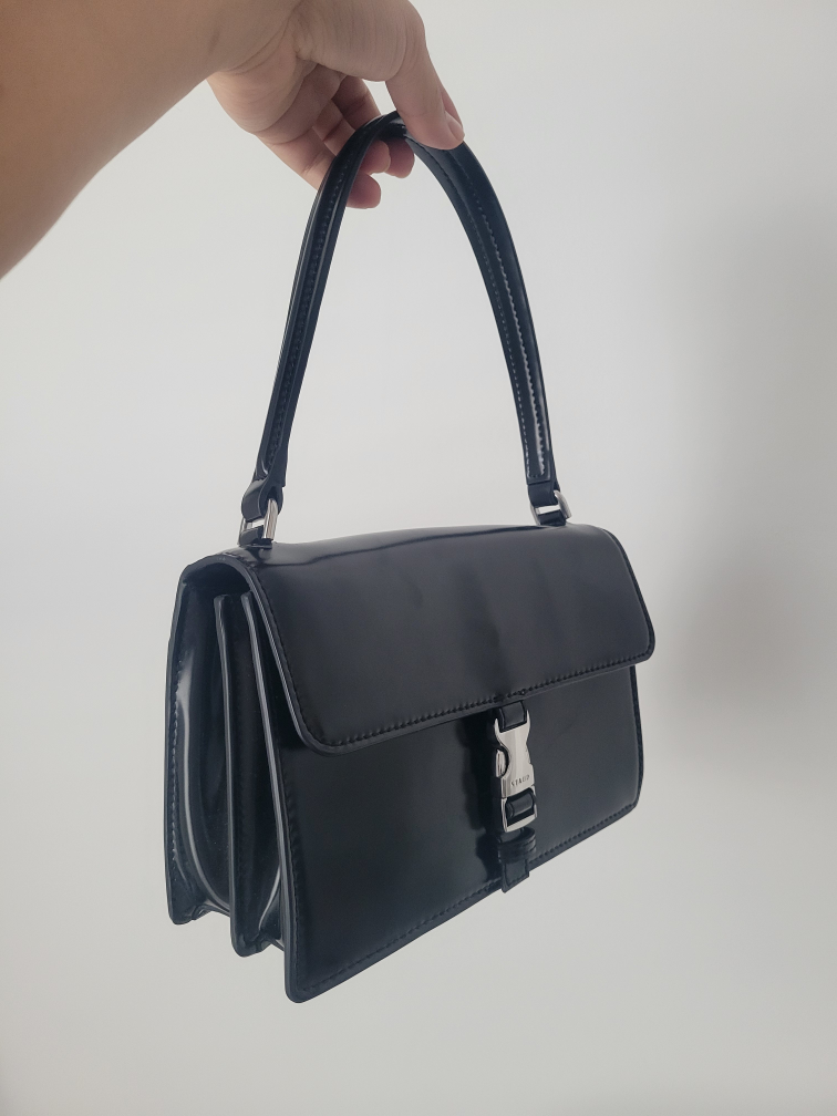 STAUD  Black Patent Leather Bag