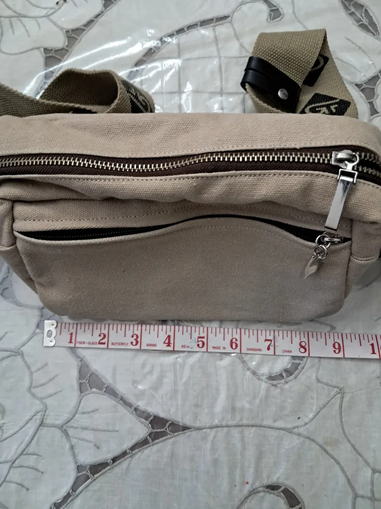 Beige Canvas Crossbody Bag image indicator(6)