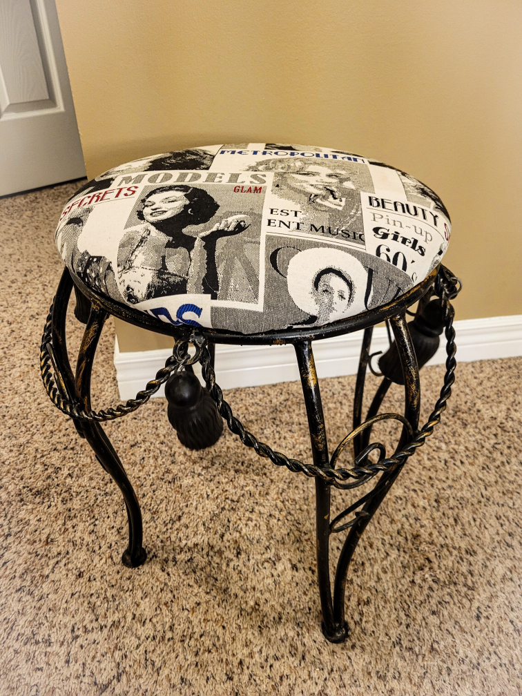 Vintage Wrought Iron Vanity Stool