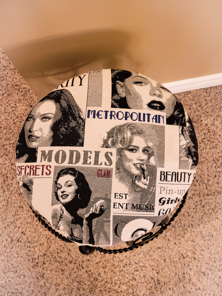 Vintage Wrought Iron Vanity Stool - photo 2